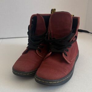 Dr. Martens Red Canvas Boots